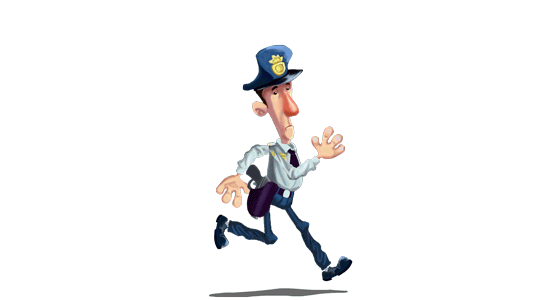 Policjant biegnący do pracy